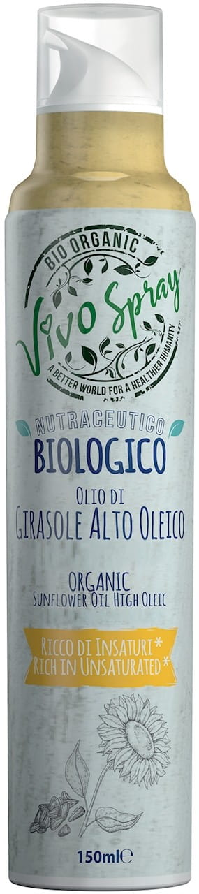 Bio-Sonnenblumenöl mit hohem Ölsäuregehalt im VIVO SPRAY, 150 ml, sprayfähiges Sonnenblumenöl in Flasche