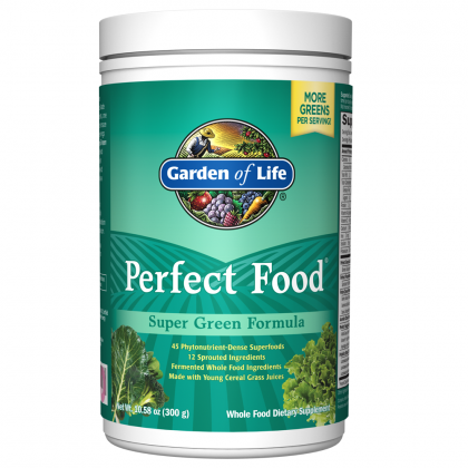Grünes Superfood-Pulver von Garden of Life, Perfect Food Super Green Formula, 300 g, frisches Pulver in einer Verpackung