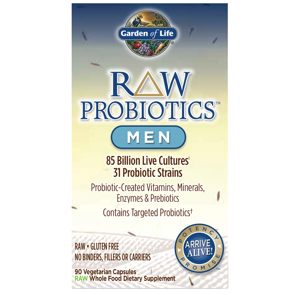 Herren probioTICs von GARDEN OF LIFE, 90 Kapseln, probiotische Nahrungsergänzung für die Darmgesundheit, offene Packung mit Kapseln