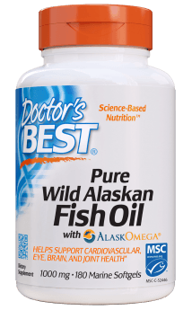 Reines wildes Alaska Fischöl in 180 Kapseln von DOCTOR'S BEST, hochwertiges Omega-3 Nahrungsergänzungsmittel