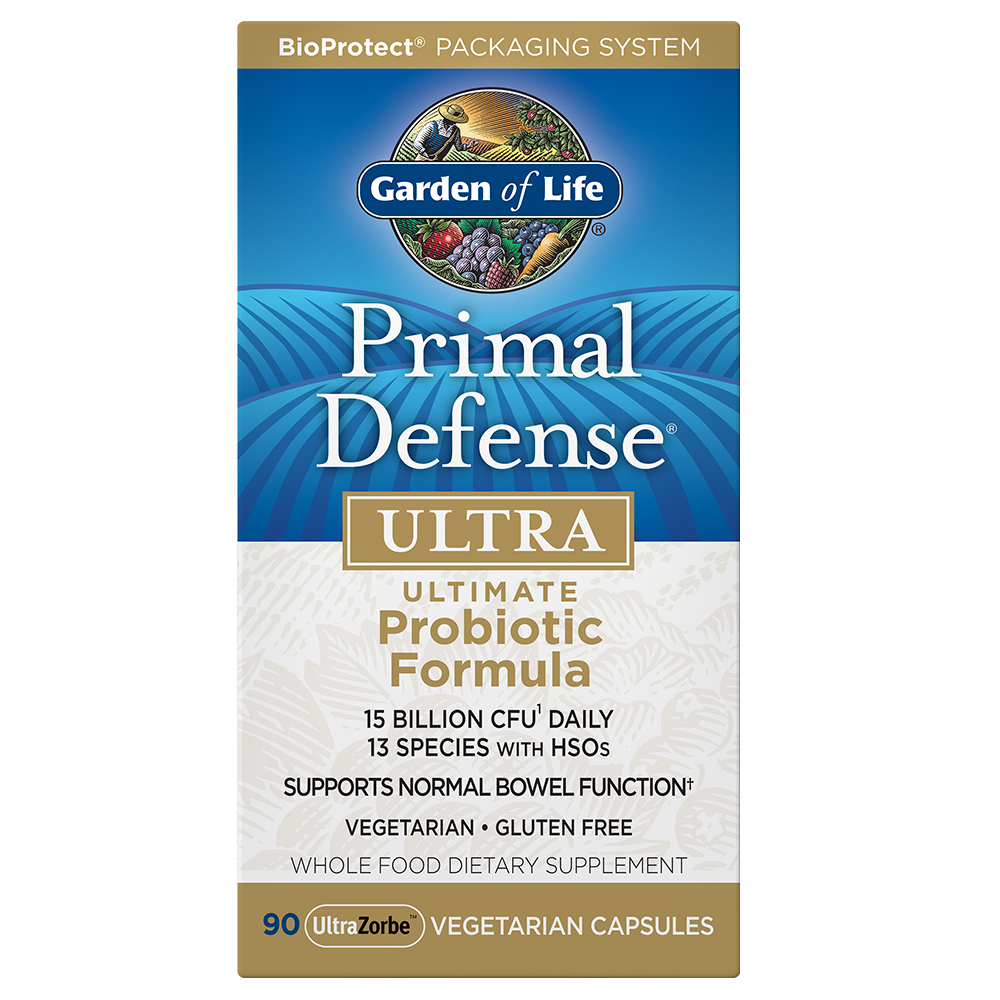 Probiotische Kapseln Primal Defense Ultra von GARDEN OF LIFE, 90 Stück, für eine gesunde Darmflora.