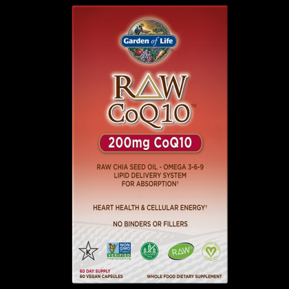 Rohes COQ10 Coenzym Q10 200 MG 60 Kapseln GARDEN OF LIFE