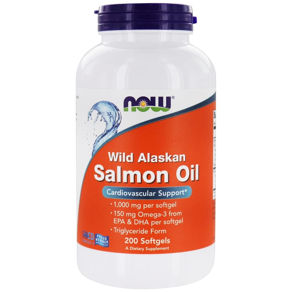 Alaska Wildlachsöl Kapseln von NOW FOODS, 200 Stück, Nahrungsergänzungsmittel mit Omega-3-Fettsäuren.