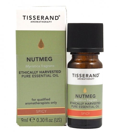 Ethisch geerntetes Muskatöl in 9 ml Flasche von TISSERAND AROMATHERAPY, Dufteinfluss und natürliche Inhaltsstoffe.