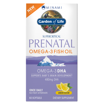 GARDEN OF LIFE Prenatal Omega-3 Fischöl Kapseln, 60 Stück, nährstoffreiche Nahrungsergänzung für Schwangere