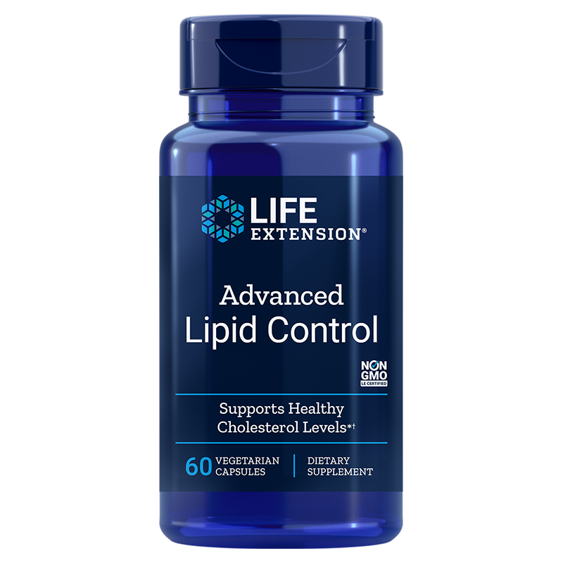 LIFE EXTENSION Lipidkontrolle Kapseln zur Blutfettregulierung, 60 Stück, Nahaufnahme der Verpackung