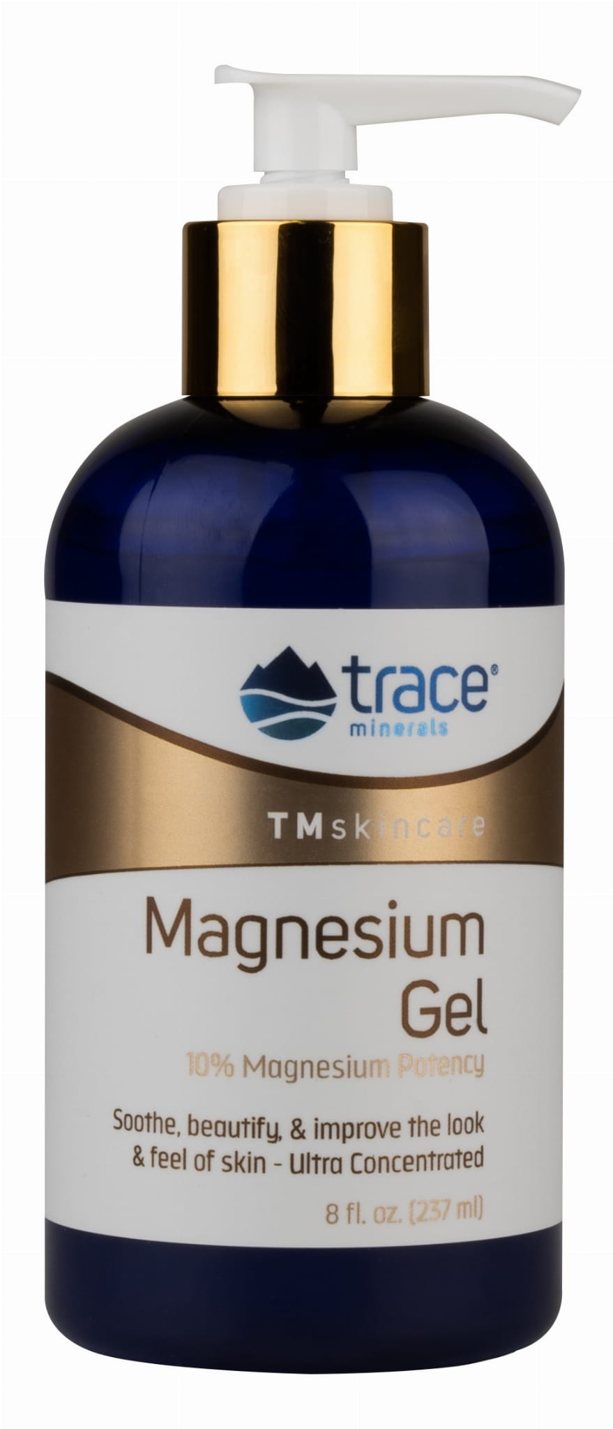 Magnesiumgel von TRACE MINERALS in 237 ml Flasche, enthält Magnesium und Spurenelemente, sichtbare Geltextur und Verpackung
