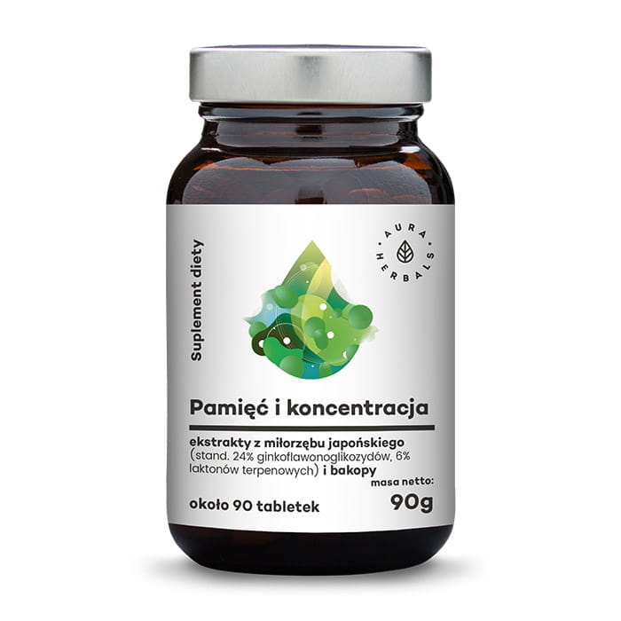 90 Ginkgo Biloba und Bacopa Tabletten zur Verbesserung von Speicher und Konzentration, von AURA HERBALS