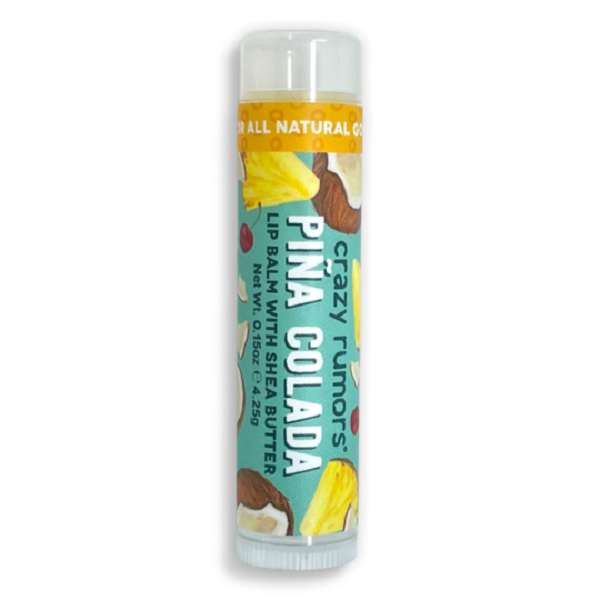 Natürlicher Lippenbalsam von CRAZY RUMORS mit Piña Colada Duft, pflegt die Lippen sanft und spendet Feuchtigkeit.