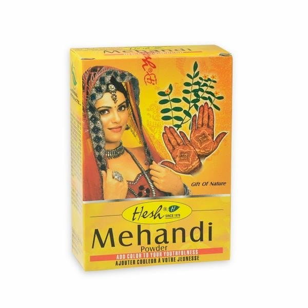 HESH Mehandi Henna für Haarfärbung und Körperschmuck, natürliche Henna-Paste in einer Schale, klassische indische Henna-Anwendung