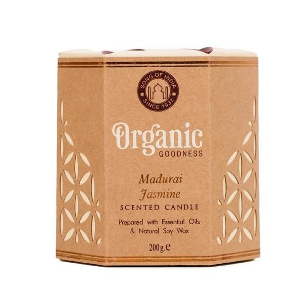 Sojaduftkerze Madurai-Jasmin von SONG OF INDIA, 200g, mit Jasmin-Duft, im Kerzenbehälter, elegante Duftkerze für Zuhause