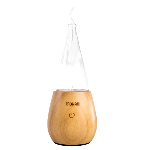 Klarer Holzglaskegel Zerstäuber-Diffusor für ätherische Öle von MOHANI, stilvoller Aromadiffusor für Raumduft und Entspannung