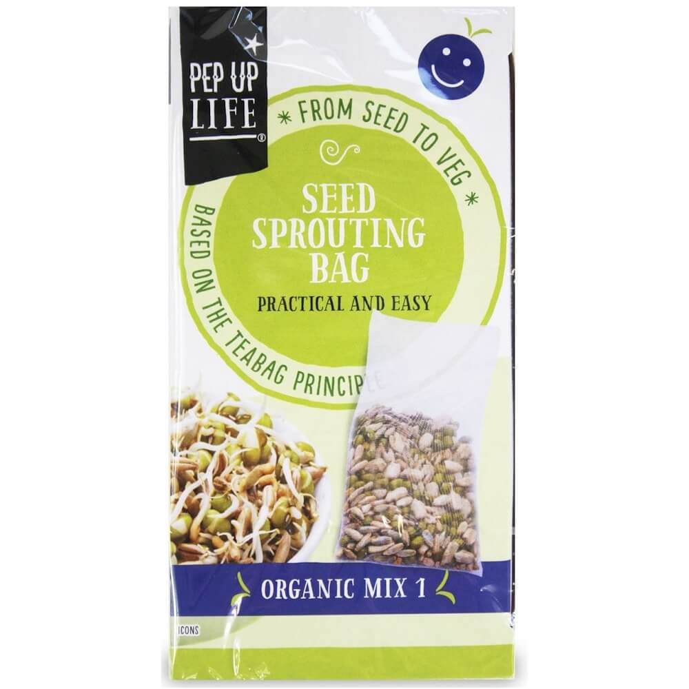 Bio Samenmischung zum Keimen mit Mungobohne, Roggen, Sonnenblume, Bockshornklee von PEP UP LIFE, 4 x 20 g.
