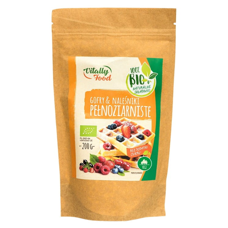 Bio-Waffel- und Vollkornpfannkuchenmix von Vital Food, 200g, ohne Zucker, natürliche Zutaten, für gesunde Frühstücke
