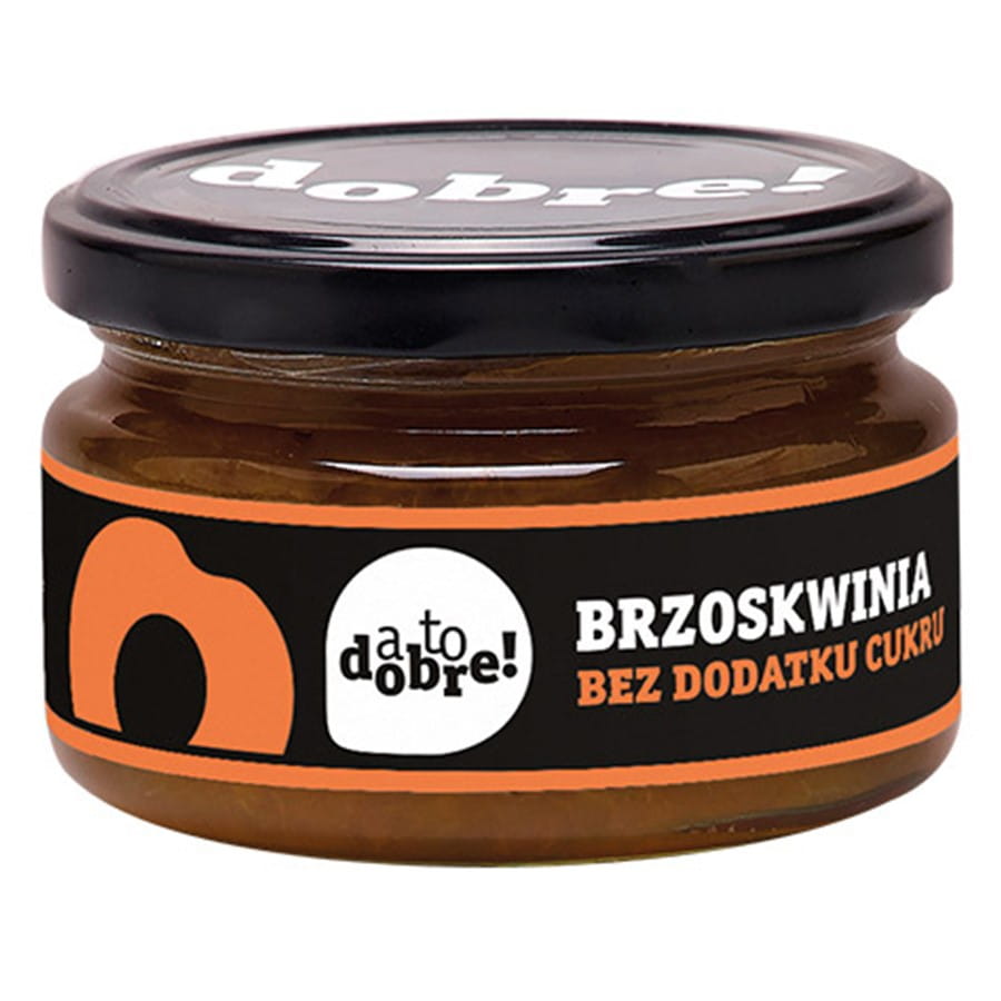 Pfirsich ohne Zuckerzusatz von A TO DOBRE! in Marmeladenkonsistenz, 210g, fruchtig und natürlich.