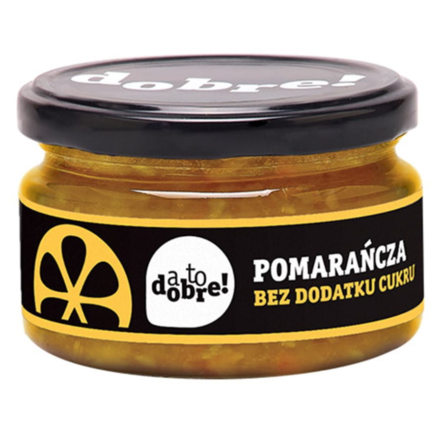 Orangengelee ohne Zuckerzusatz von A TO DOBRE!, 215g, cremige Marmeladenkonsistenz, frisch und fruchtig.