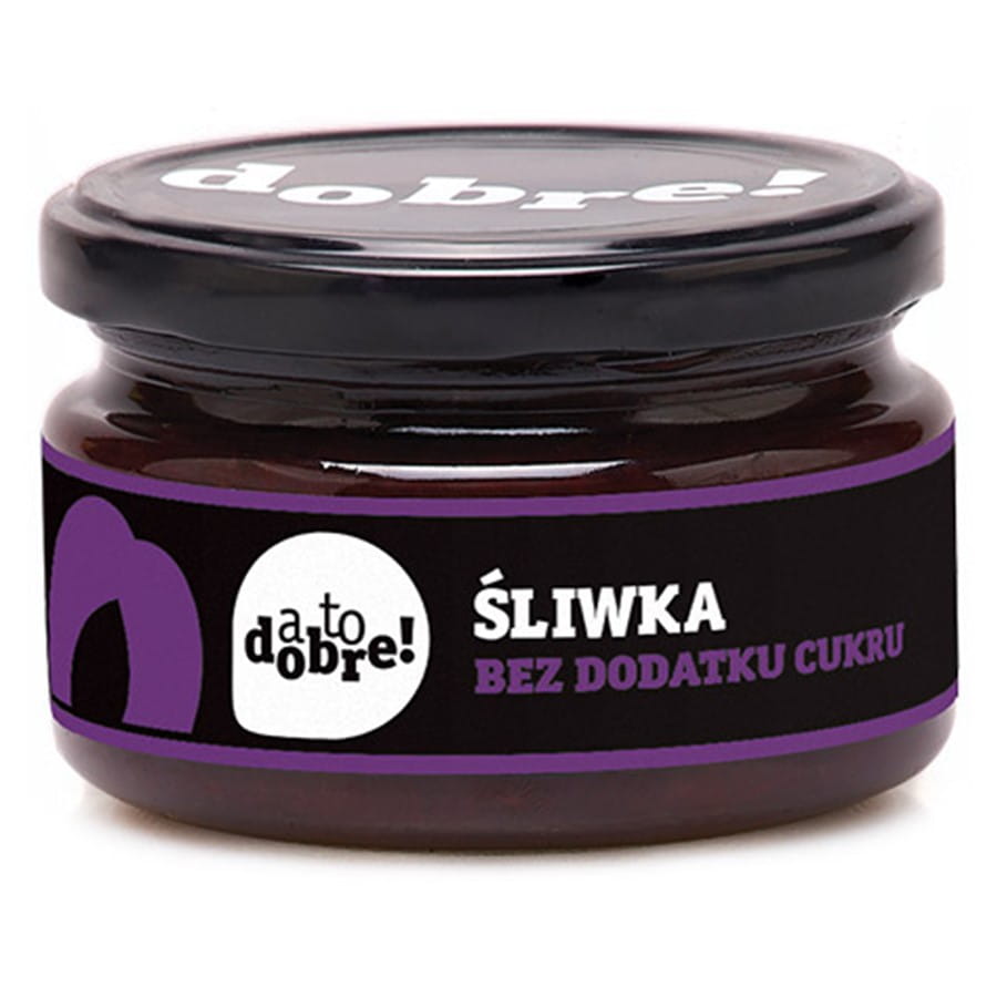 Pflaumenmarmelade von A TO DOBRE! ohne Zuckerzusatz, cremige Konsistenz, 215g Glas, fruchtiger Geschmack.