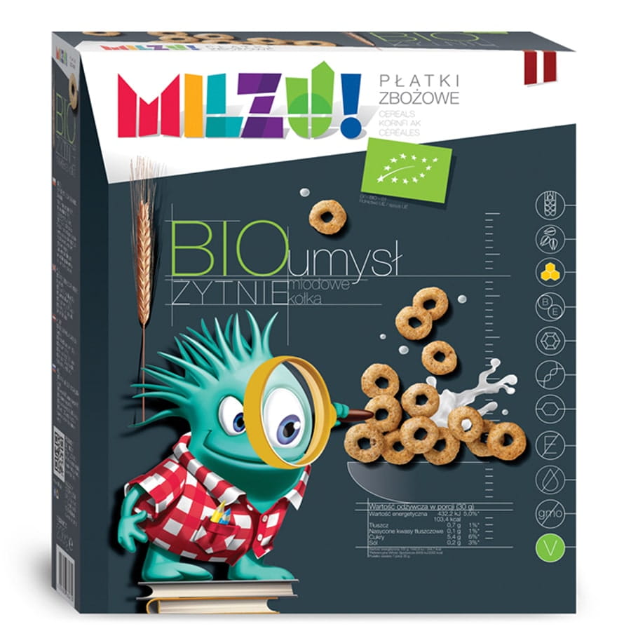 Bio Roggenflocken und Haferringe mit Honig von MILZU! in einer Packung, 400g, natürliche Frühstücks- und Snackoption.