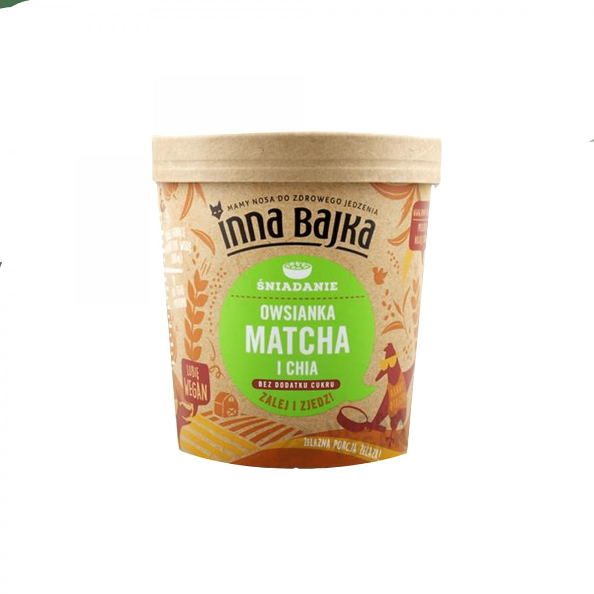 Matcha-Brei mit Chiasamen von INNA BAJKA, ohne Zuckerzusatz, in 70 g Portion, cremige Textur, gesunde Frühstücksoption