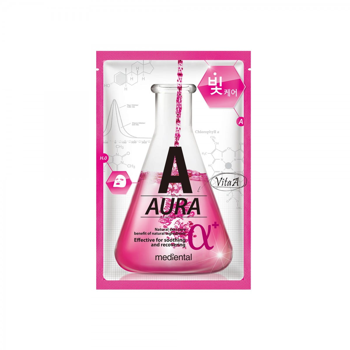 Feuchtigkeits- und reinigende Gesichtsmaske mit Vitamin A von MEDIHEAL, 23 ml, zeigt die Maske auf der Haut.