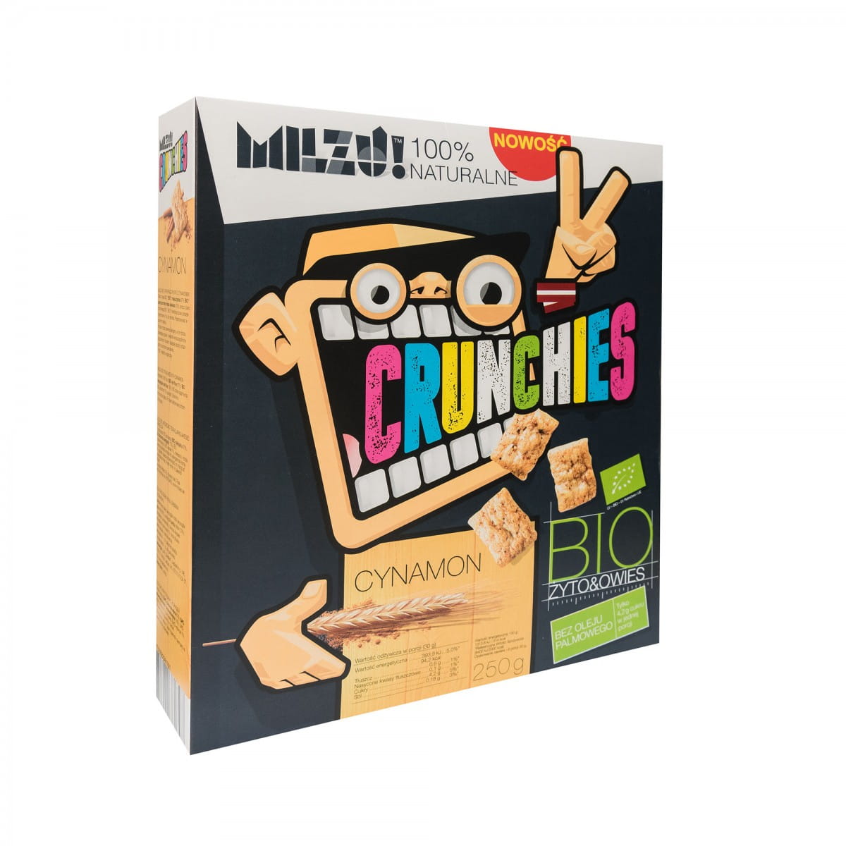 Bio Roggen- und Hafer-Zimt-Crunchies von MILZU, knusprige Frühstücks-Müsli mit Zimt, in 250 g Packung.