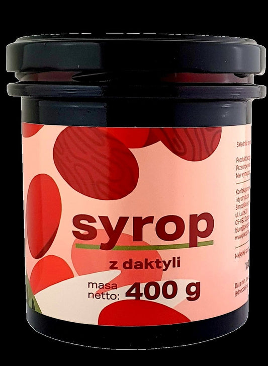 Dattelsirup in 400g Packung von PIĘĆ PRZEMIAN, flüssige Süße aus Datteln, ideal zum Kochen und Backen.
