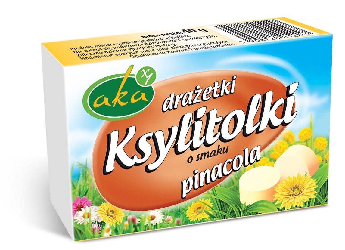 Xylitol-Pulver Pinacola-Mischung aus Ananas und Kokos, 40 g, von AKA, in einer offenen Verpackung.