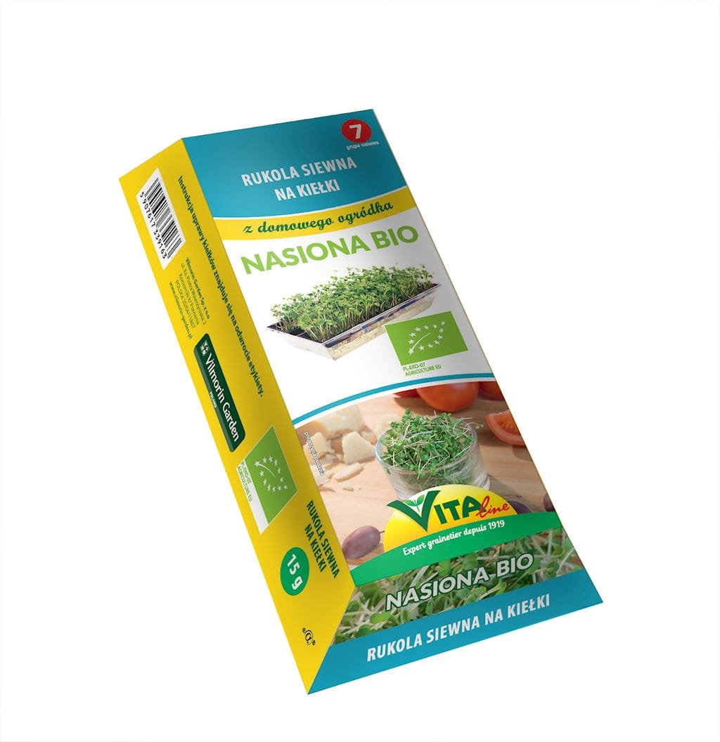Bio Rucolasamen für Sprossen, 15 g, mit Keimgerät von VITA LINE, frische grüne Sprossenzubereitung, Nahaufnahme