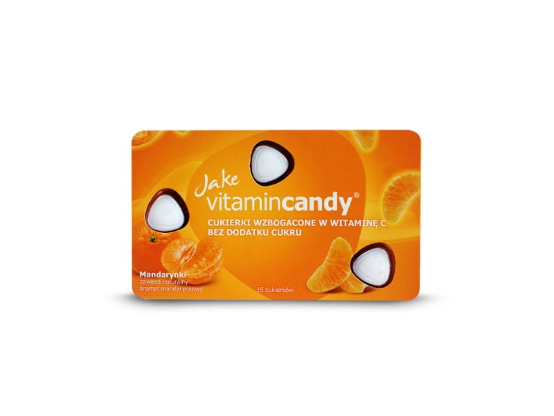Zuckerfreie Mandarinen-Bonbons von Jake VitaminCandy in 18g Packung, fruchtige Süßigkeit ohne Zucker, bunt verpackt