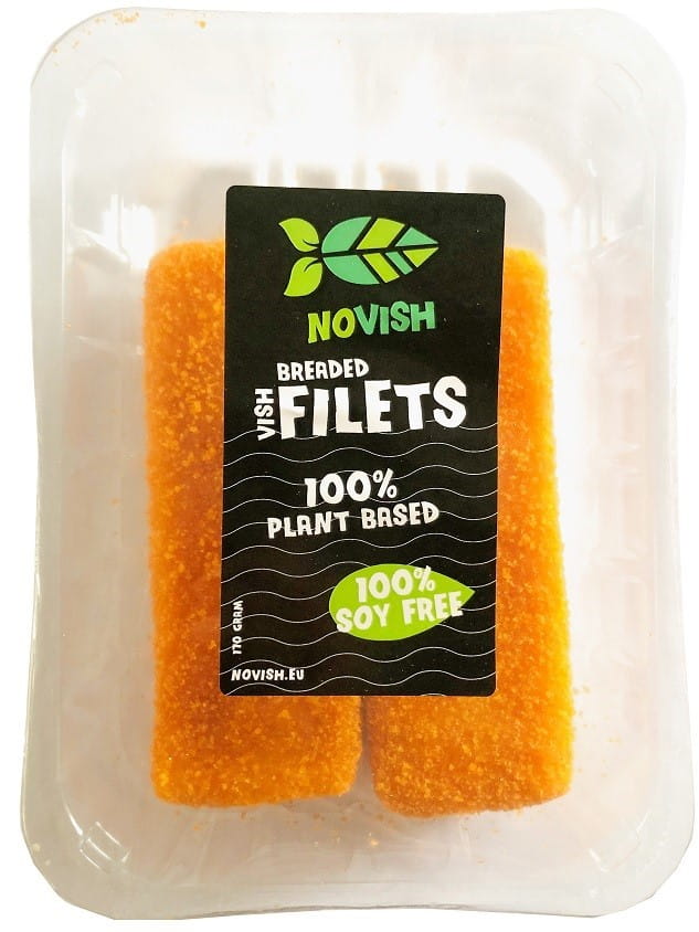 Pflanzliche Fischalternative, panierte Filets von Novish, 160g, knusprig gebraten, vegetarische Meeresfrüchte-Alternative
