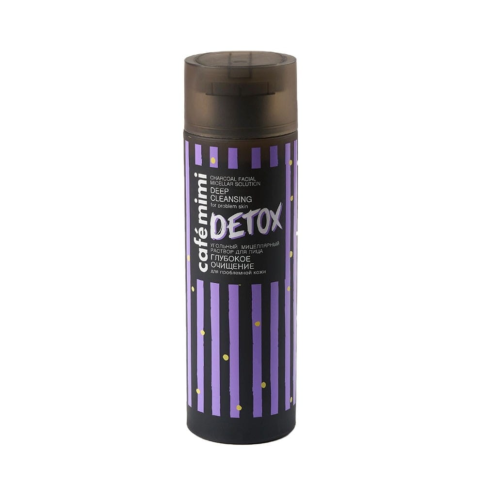 Mizellare Gesichtslotion mit Aktivkohle von DesignSoap, 200 ml, zeigt die Flasche mit schwarzem Pumpspender und schwarzem Etikett.