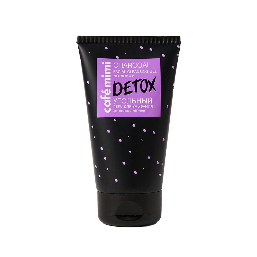 Gesichtsreinigungsgel mit Aktivkohle von DesignSoap, 150 ml Flasche, zeigt das Produkt mit schwarzem Gel und schwarzer Verpackung