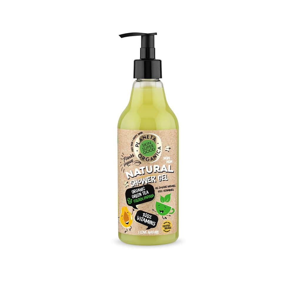 Duschgel von EUROBIO LAB mit 100 % Vitaminen, reinigt und pflegt die Haut, in einer 500 ml Flasche.