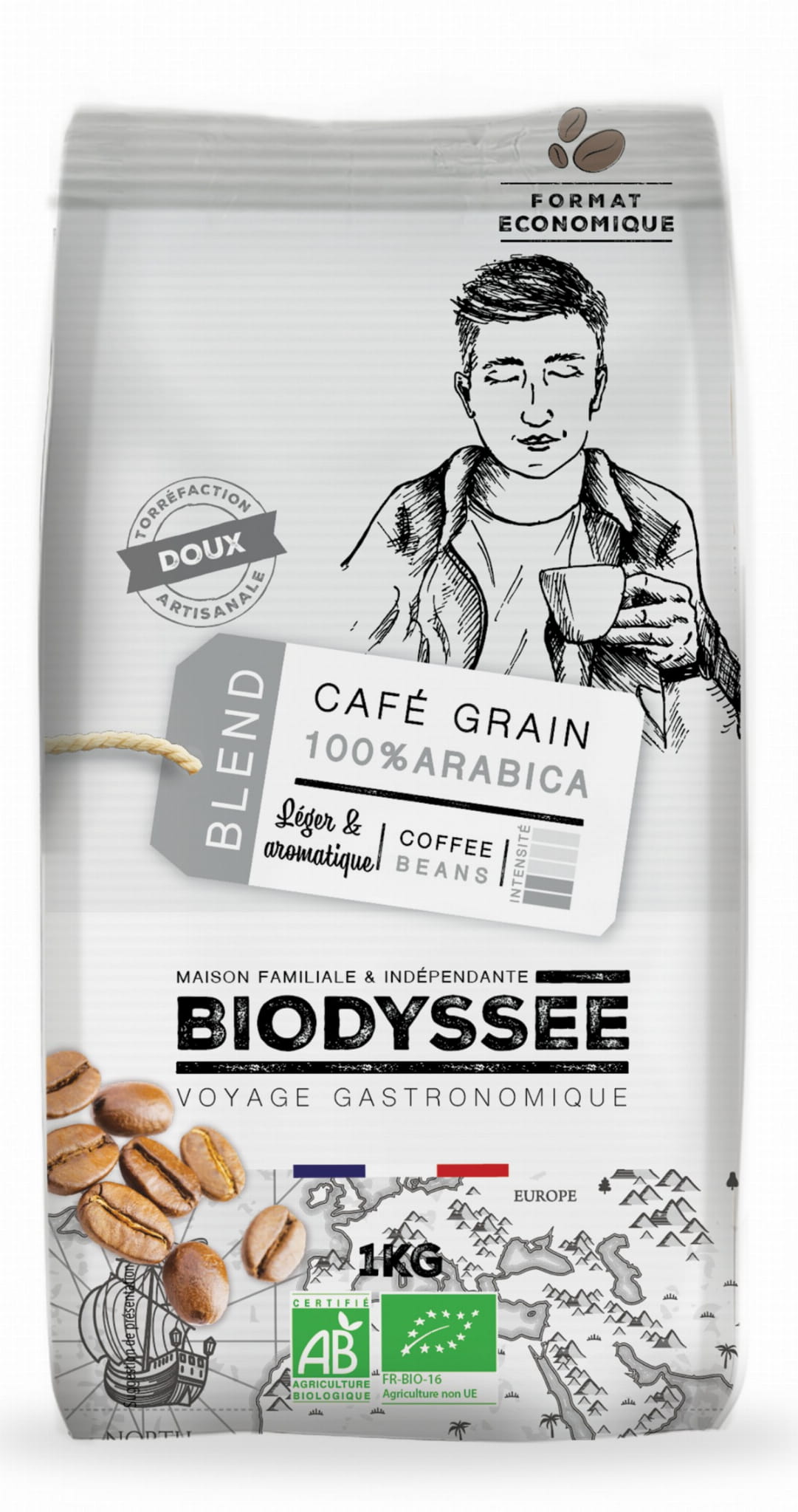 Kaffee 100% milde Arabica-Bohnen 1 kg ECO BIODYSSEE - Biogo.de