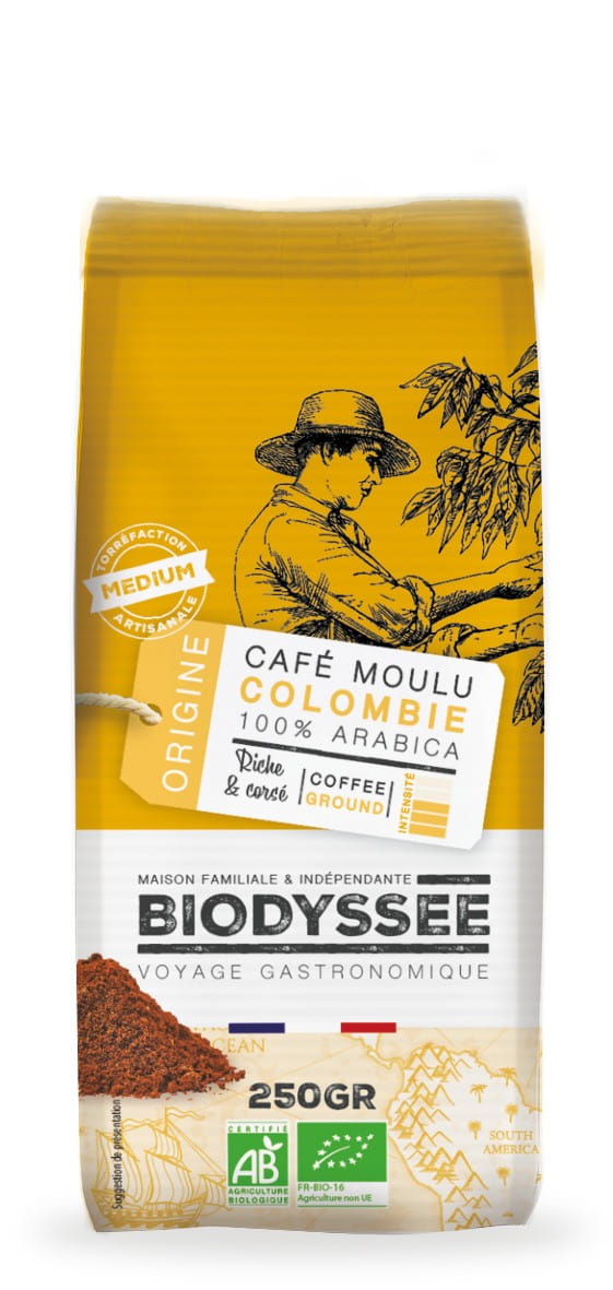 Gemahlener Kaffee 100% Arabica Kolumbien 250g ECO BIODYSSEE - Biogo.de