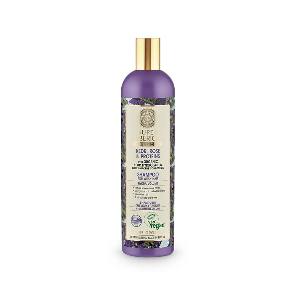 EUROBIO LAB Shampoo für geschwächtes Haar, spendet Feuchtigkeit und Volumen, 400 ml, flüssige Textur in der Flasche