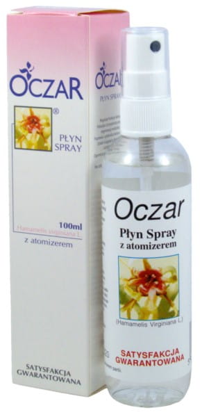 Sprühflüssigkeit für Verbrennungen, 100ml von OCZAR, zeigt die Flasche und die Anwendung bei Hautverletzungen