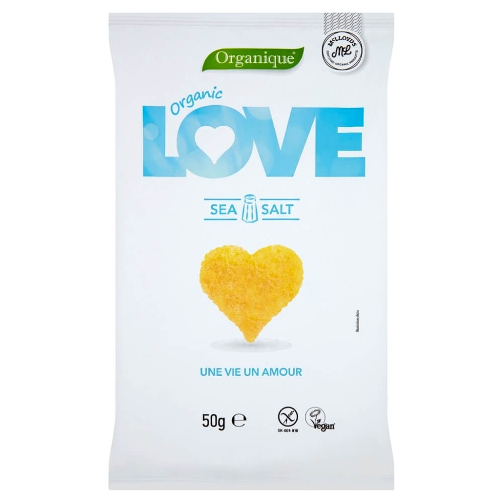Maischips mit Meersalz von CIBI, glutenfrei und biologisch, in einer 50 g Packung, knusprige Bio-Maischips mit Meersalz.