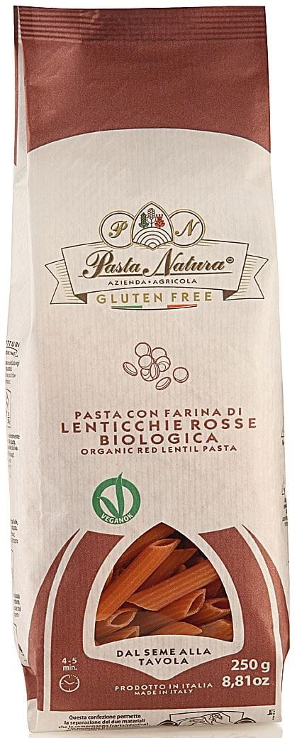 Nudeln (rote Linsen) Penne glutenfrei BIO 250 g - NATURA PASTA - Biogo.de