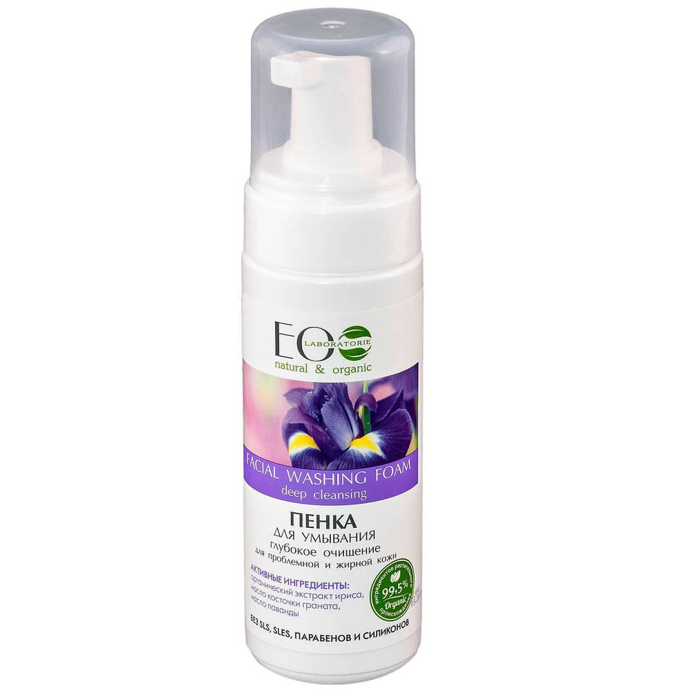 Reinigender Gesichtsreinigungsschaum von EO LABORATORIE in 150 ml Flasche, schäumt für saubere, frische Haut
