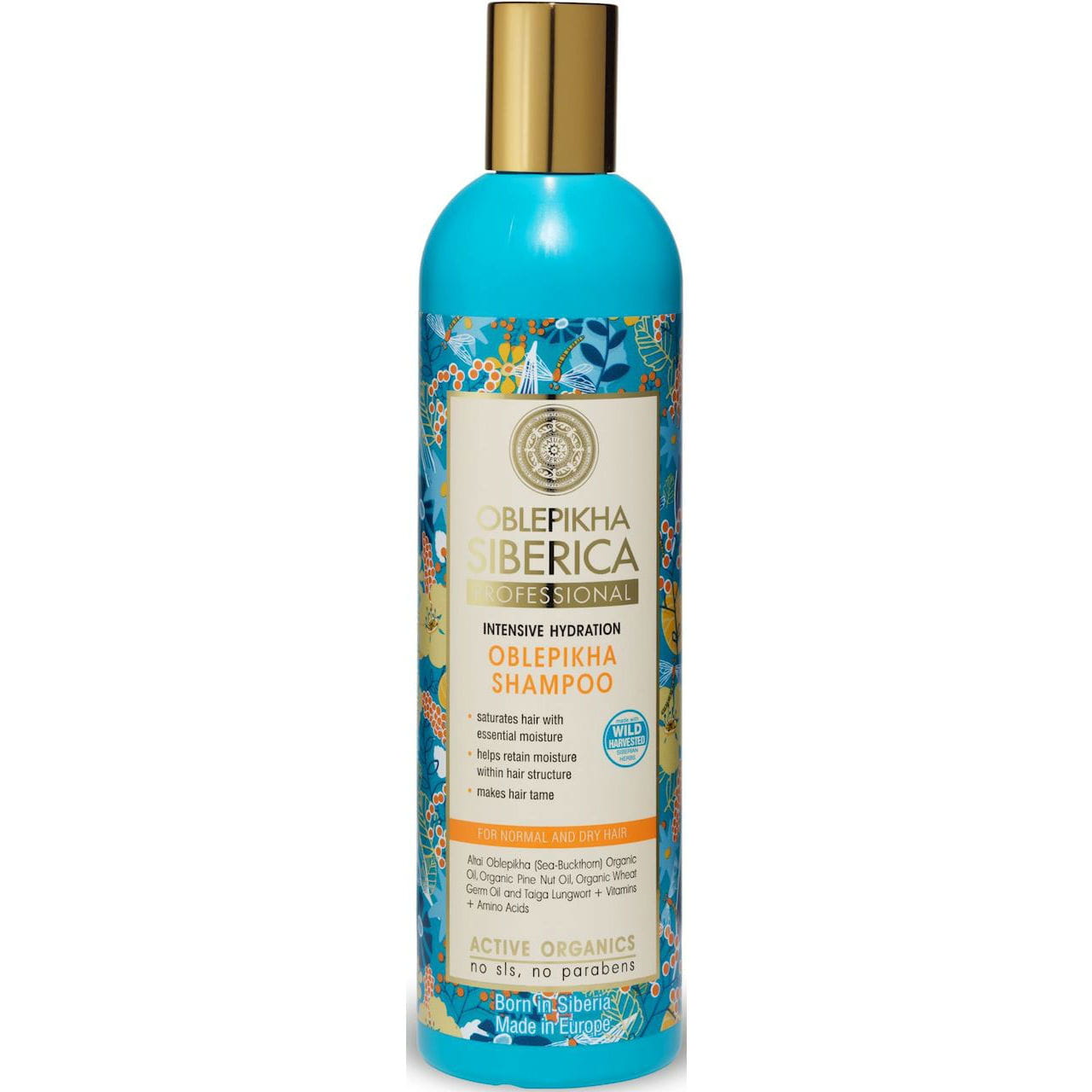 OBLEPIKHA Siberica Shampoo für normales und trockenes Haar, 400 ml, feuchtigkeitsspendende Pflege, cremige Textur, Flasche