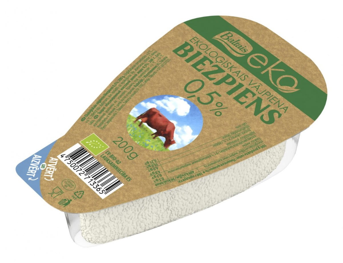 Magerer Hüttenkäse BIO von BALTAIS ECO, 200 g, cremige Textur, fettarm und naturbelassen in einer Packung
