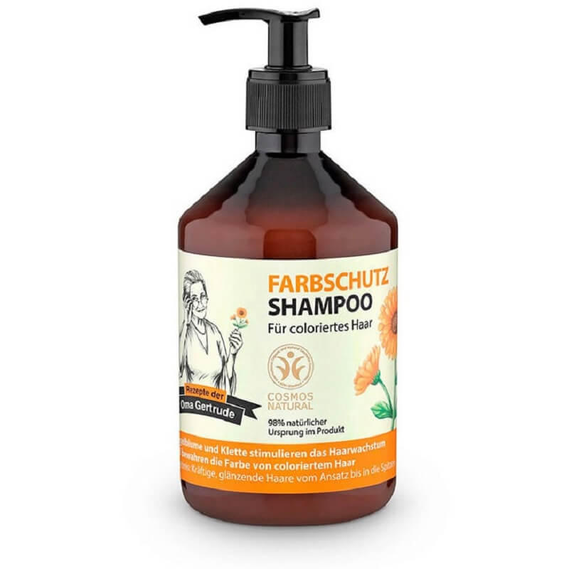 Shampoo für coloriertes Haar von OMA GERTRUDE, 500 ml Flasche, mit pflegender Formel für colorgeschütztes Haar, Ansicht von vorne