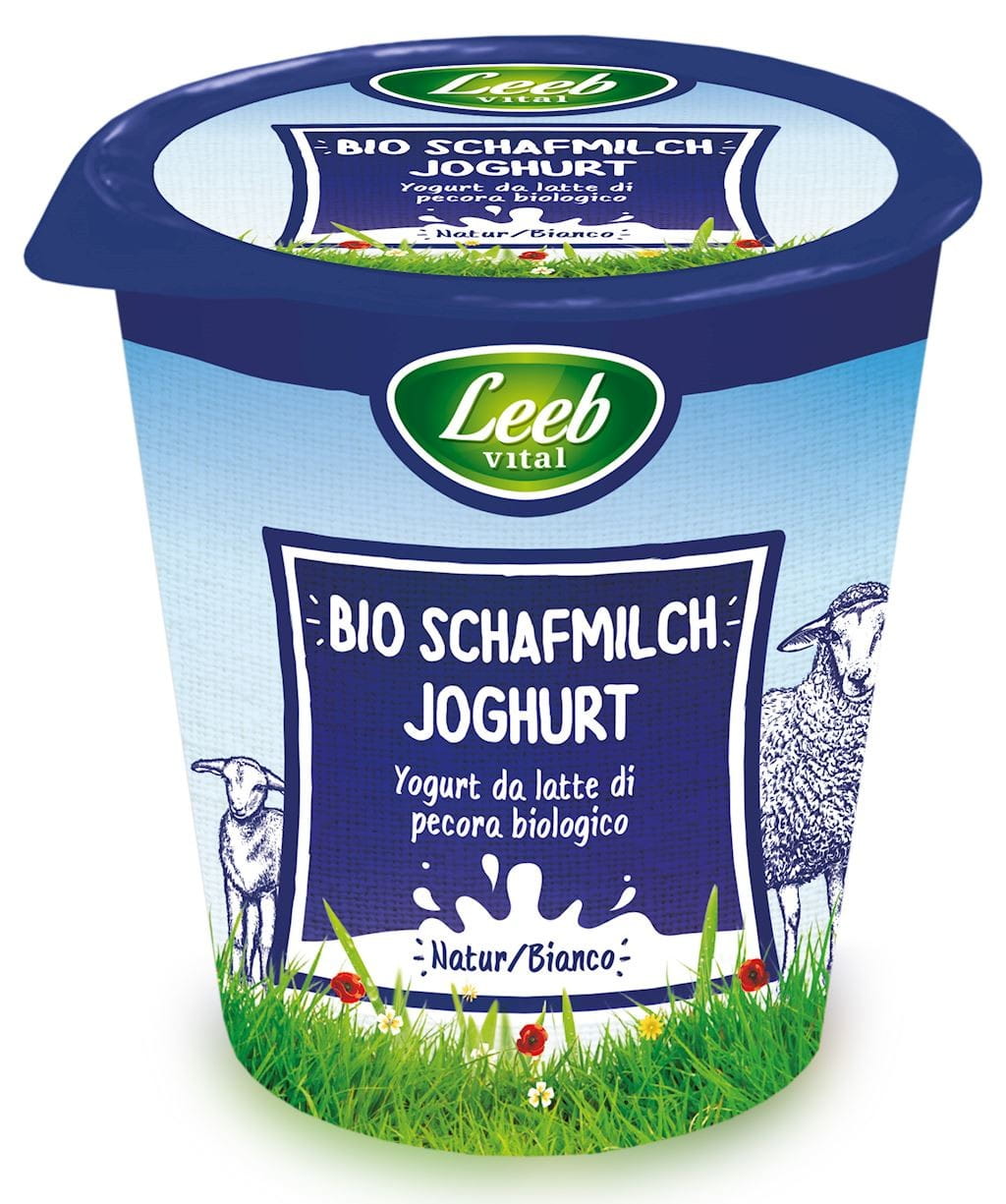 Natur-Schafsjoghurt BIO von LEEB VITAL in 125 g Becher, cremige Textur und frisches Schafsjoghurt-Produkt.