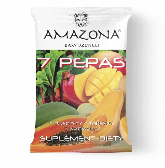Bio Amazonas 7 PEPAS 12g, frisch verpackte Chia-Samen in einer transparenten Packung, sichtbar im Bild.