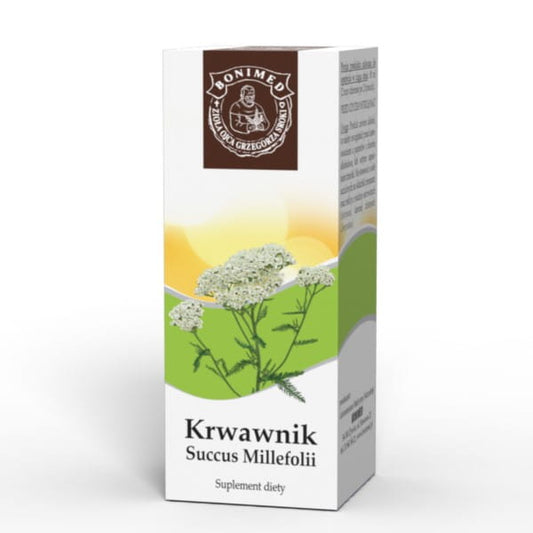 Bonimed Schafgarbe Succus Millefolii in 100 ml Flasche, naturbelassener Kräuterextrakt für die Gesundheit, auf weißem Hintergrund.