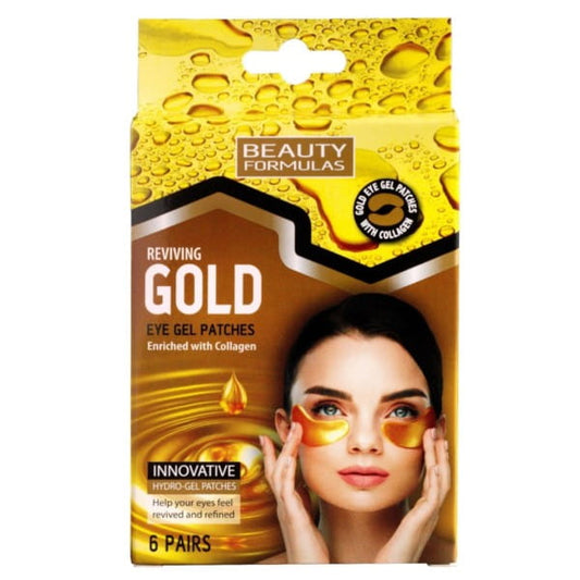 Gel Gold Augenklappen von BEAUTY FORMULAS, 6 Paar, weiche und bequeme Augenmasken für Entspannung und Pflege.