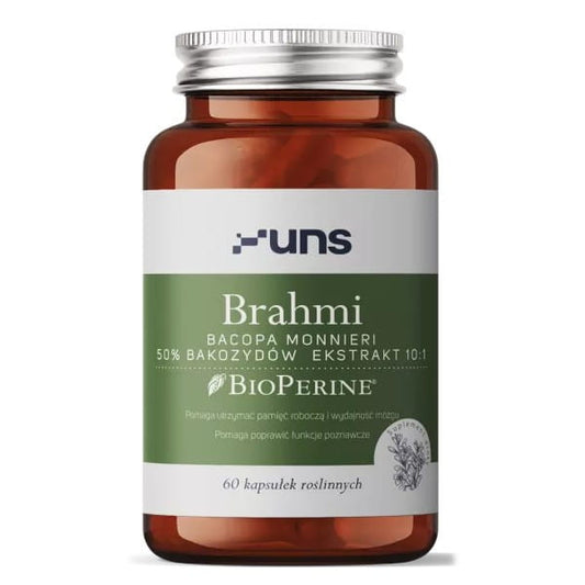 UNS Brahmi (Bacopa Monnieri) mit Bioperine, 60 Kapseln, natürliche Nahrungsergänzung für geistige Klarheit und Konzentration