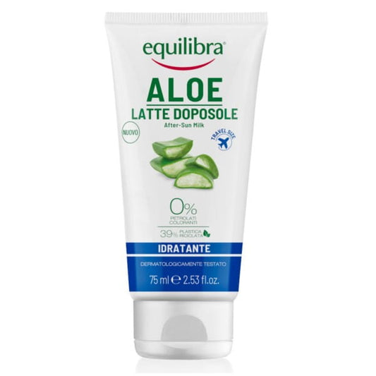 Equilibra After Sun Lotion in 75 ml, spendet Feuchtigkeit und beruhigt sonnenstrapazierte Haut, visuelle Darstellung der Lotionflasche