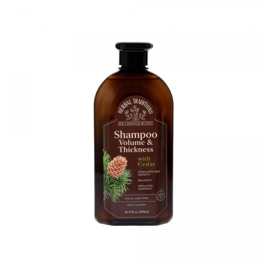 Herbl Traditions Haarshampoo mit Zedernholz, 500 ml, Flasche mit Zedernholz-Design, für gepflegtes Haar und natürliche Pflege